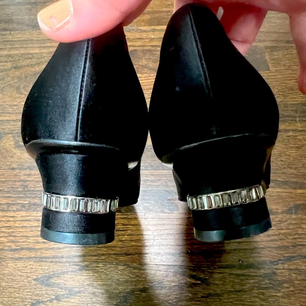 Beautiful Salvatore Ferragamo black kitten heel with crystals ! Size 6.5